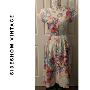 White Floral SL Fashions Dress - (Vintage)